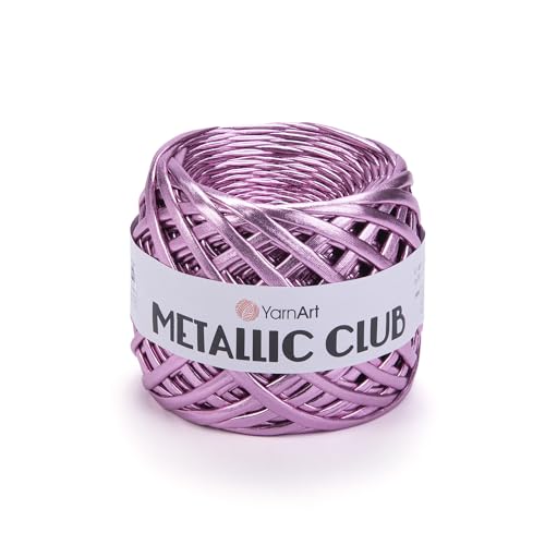 Image of YarnArt Metallic Club Super Bulky T-Shirt 100% Polyester 6.35 oz / 180 gr, 60 yrds / 55 Meters, Shiny Colors, Handbag, Rug, Chic Night, Crochet Bag (8109)