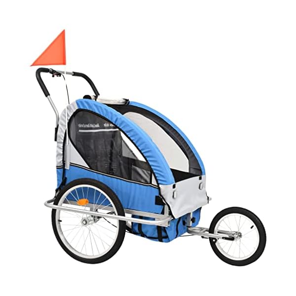 vidaXL Fahrradanhänger Jogger 2-in-1 Kinderanhänger Fahrrad Anhänger Kinderwagen Kinderfahrradanhänger für 1 oder 2… – Bild 4