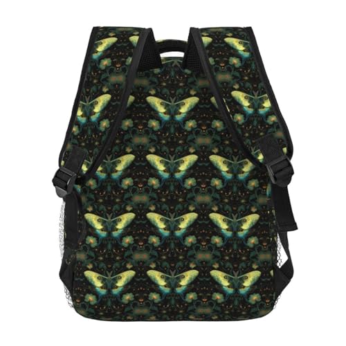 Moth Floral Lightweight Backpack Travel Casual Bags for Women or Men 15.7 Inches4