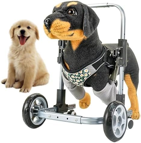 Adjustable 4-wheel Dog Wheelchair For Front Legs - Full Support Mobility Aid, Pet Stroller For Assisted Walking, Recovery Aid For Disabled Dogs L:max33cm