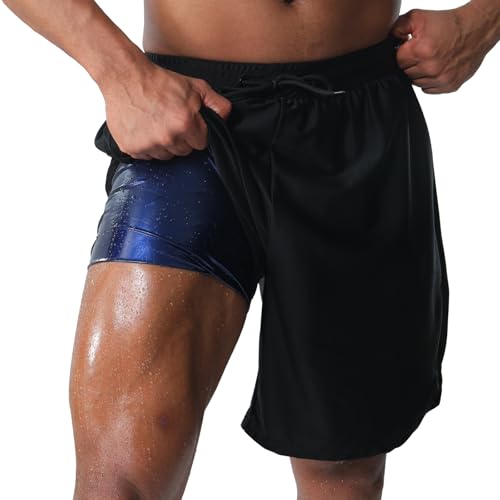 Pantalones cortos de sauna para hombre deportivos 2 en 1 para entrenamiento