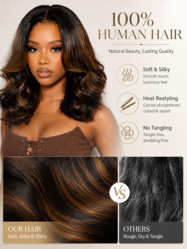 Image of Beauty Forever 7x5 Bye Bye Knots Glueless Bob Wig Balayage Brown 14inch