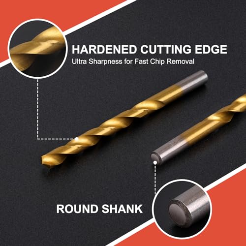 Comoware TITANIUMDRILLBIT-100 Pcs Titanium Drill Bit Set - High Speed Steel For Steel, Wood, Plastic, Metal, Copper, Aluminum Alloy thumb #5