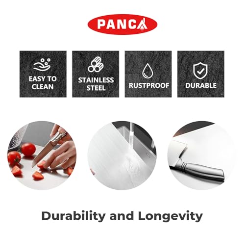 Image of PANCA Stainless Steel Chopping Board Counter Top Extra Large 41cm x 31cm | Heavy-Duty Cutting Board for Kitchen | Vegetable, Fruit & Meat Chopper Board