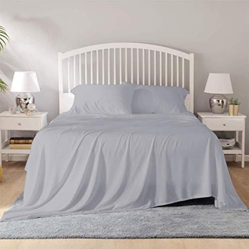 Image of YRM Bedding's - Egyptian Cotton Bedsheet 400-TC Premium Hotel Quality 1 Bedsheet (82x102) + 2 Pillow Covers (18x28) - (Full Size, Silvwe Grey Color)