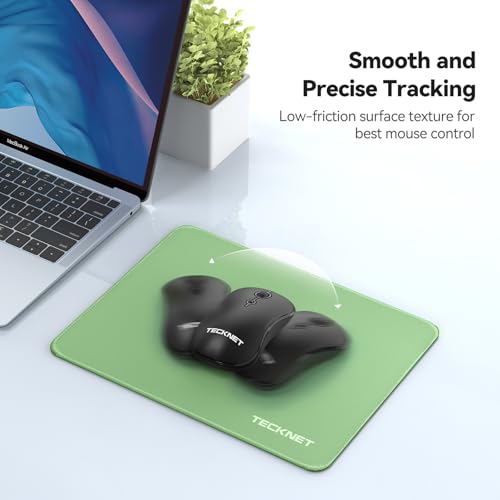 Image of TECKNET Mouse Pad with Anti-fray Stitching, Waterproof Surface & Non-Slip Rubber Base with Stitched Edges Gaming Mouse Mat for Laptop,Compatible with Laser and Optical Mice - LT.Green