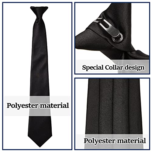 SATINIOR 2 Pcs Kids Tie for Boys Black Red Clip on Tie Pre-tied Neckties Adjustable Solid for Wedding School Uniform(14 Inches,Black, Red)3
