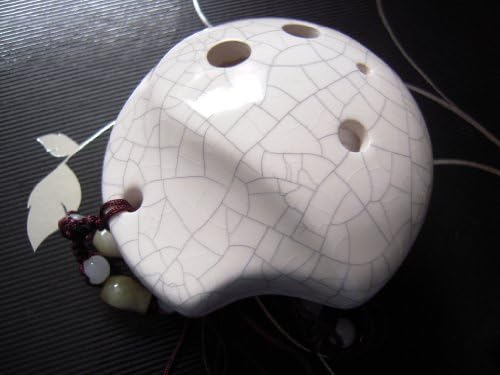 Focalink TaiGie Soprano G 6 Holes Ceramic Ocarina Glossy White with Beautiful Transparent Crackle Glaze - Dexterous, Easy to Carry and Learn, Great Gift! Linn's Arts!