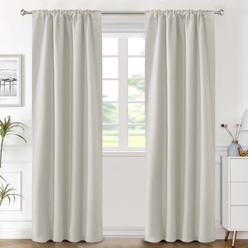 Image of H.VERSAILTEX Blackout Curtains Thermal Insulated Window Treatment Panels Room Darkening Blackout Drapes for Living Room Back Tab /Rod Pocket Bedroom Draperies (2 Panels, Ivory /Cream, 42 x 84 Inch)