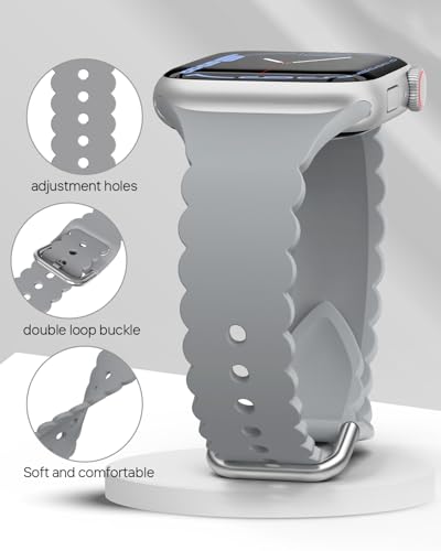 Sunnywoo Lace Sport Silicone Band Compatible with Apple Watch 38mm 40mm 41mm 42mm 44mm 45mm 46mm 49mm for Women, Soft Wristband Waterproof Replacement for iWatch Series Ultra 10 9 8 SE 7 6 5 4 3 2 1