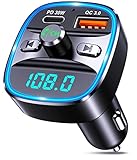 Mohard Transmisor FM Bluetooth Coche 5.3, Tipo-C PD 30W & QC 3.0 18W Manos Libres Receptor Bluetooth Coche de Carga Rápida, Adaptador Radio Bluetooth Coche Reproductor Música con Micrófono Incorporado