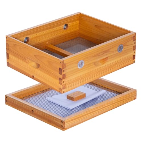 Honey Lake 10-Frame Beehive Candy Board & Quilt Box Set, Dipped in Beeswax for Langstroth Hives – Overwintering Supplies as Bee Feeder & Moisture Control for Beekeepers (Assembled)