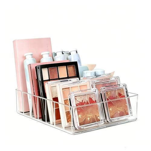 Oillgkori Makeup Palette Organizer - Acrylic Makeup Organizer 0.98 Wide Slots - Eyeshadow Organizer Holder Storage for Vanity & Countertop - Fits Palettes Blushes Lipsticks etc.