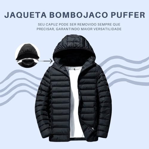 Jaqueta Puffer Bobojaco Corta Vento Nylon Frio Reforçada Masculina/Feminina (BR, Alfa, GG, Regular,
