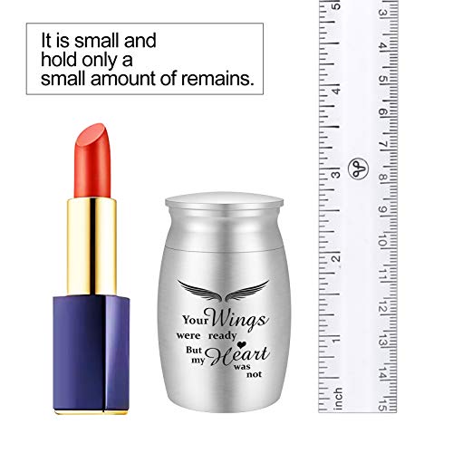 Small Urn for Human Ashes Small Keepsake Urn Mini Cremation Urns for Ashes Aluminium Memorial Ashes Holder-Your Wings were Ready, But My Heart was Not - Thumbnail 6