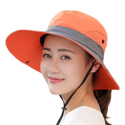 Sombrero de pesca plegable, sombrero de ala ancha impermeable, sombrero de ala ancha impermeable para seguridad solar, sombrero de pesca transpirable para jardín, pesca, playa, Naranja 1