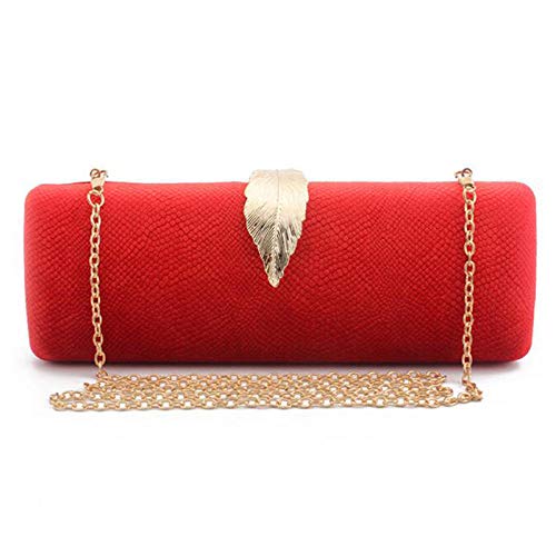 Bolso De Noche Mujeres Bolso De Mano De Noche De Diseño Largo, Bolso De Mano Dorado con Cierre De Hoja De Metal, Bolso De Boda, Bolso De Lujo para Mujer, Bolsos De Mujer, Rojo Cover