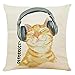 UKKO Musica Cat Pattern Throw Pillow Case Home Decor Cuscino Coprisse per La Casa Divano Sedia Decorative Retro Pillowcases-D
