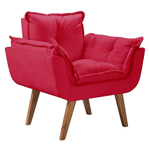 Poltrona decorativa Opala vermelha base pé palito MeuNovoLar