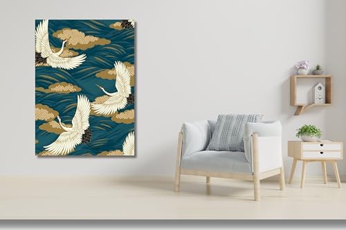 Art mural japonais grues pour salon moderne affiche vintage 60x90cm