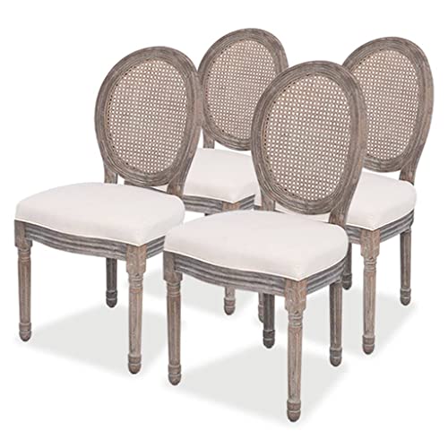 vidaXL 4X Sedie da Pranzo in Polirattan Tessuto Beige Salotto...