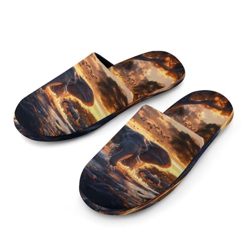 Elephants in Sunset Water - Pantuflas de espuma viscoelástica para hombre, ligeras, lavables, Estilo:, 42.5 EU