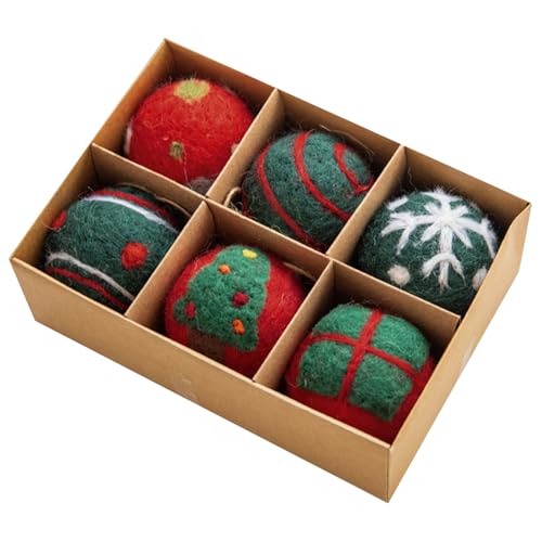 6PCS-Christmas-Balls-Ornaments-Felt-Christmas-Ornaments-Balls-Christmas-Tree-Hanging-Wool-Ball-Holiday-Decoration-Hangable-Crafts