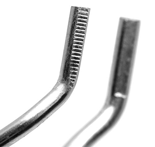 Crucible Tong With Bow, Straight, Serrated Tips, Stainless Steel, 12" Long - Eisco Labs #TOP1