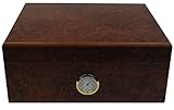 HUMIDOR FÜR 25 ZIGARREN - INKLUSIVE ACRYLPOLYMER-BEFEUCHTER - MESSINGHYGROMETER
