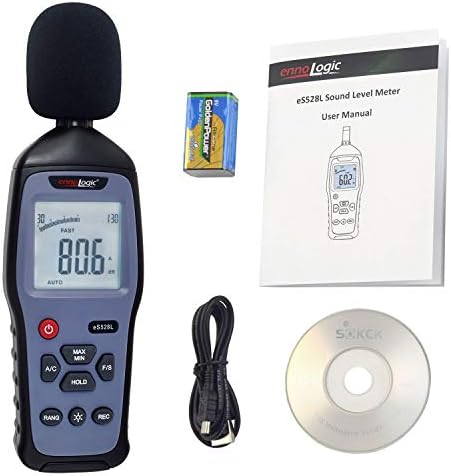 Decibel Meter and Recorder eS528L with Updated 2023 Software – Digital Sound Level Meter, Noise Logger and Tester – Max/Min/Hold, Range 30-130 dBA