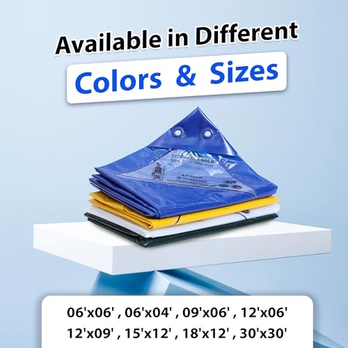 Image of Ecoraksha Gold Premium Multilayer Eco-Friendly Tarpaulin Sheet Waterproof Tirpal Heavy Duty 6 X 4 Ft Poly Tadpatri - Multipurpose 250 GSM Plastic Cover Tharpai, Thadika, Tarp (Blue)