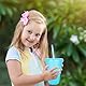 Yisituo Kinderbecher mit Deckel und Strohhalm, 15 Stück Plastikbecher, Trinkbecher Kinder für Partys, Camping, Travel (15, Hellblau)