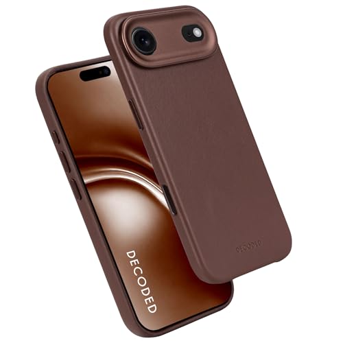 DECODED Coque pour 17 Air, Cuir ECCO Premium, Compatible avec MagSafe, Magnétique, Protection Caméra, Bouton Camera Control, Anti-Rayures, Brun