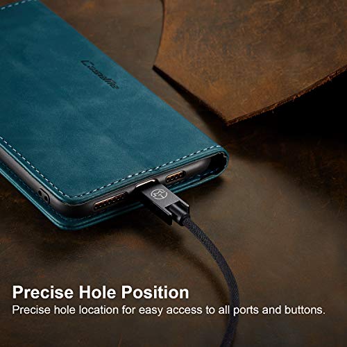 Capa Carteira COPAAD para iPhone 11 Pro Max, Capa Protetora Flip Magnético de Couro PU Macio Fosco E