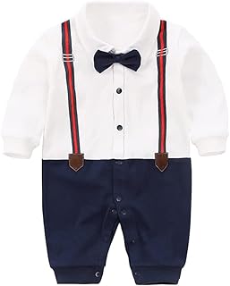 wocharm Baby,Clothing,Baby Boys 0-24m,Bodysuits & One-Pieces,Rompers Wocharm Newborn Baby Boys Kids Gentleman Formal Suit Jumpsuit Tuxedo Outfits Romper with Bow Tie