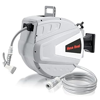 Tubiaz Avvolgitubo da 30 m, montaggio a parete, tubo da giardino con ritiro automatico, scatola tubolare girevole a 180 gradi, tamburo per irrigazione giardino (grigio)