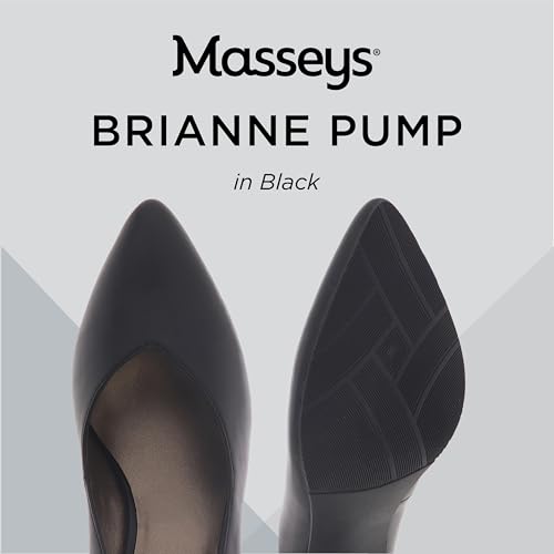Masseys Women's Brianne Pointed Toe Low Heel Pump, 10 W (Wide), Black2