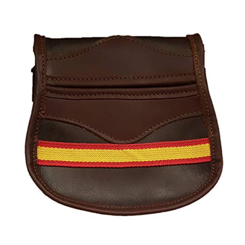 Bolsa ojeo en Piel con Detalle Bandera de España