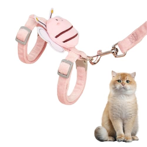猫 ハーネス リード セット 猫用 抜けない はーねす ソフト胸あて 軽量 足を上げず装着完成 サイズ調節可 ネコ 散歩 紐 夜反射 通気メッシュ 咳込み防止 胴輪 ベスト りーど (ピンク, S)