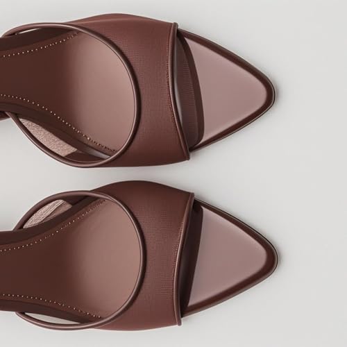 Image of YIYA Women's Open Pointed Peep Toe Mules Kitten Heels Stiletto High Heels Slide Sandals Summer Slip On Backless Dress Spring Summer Pumps Shoes
