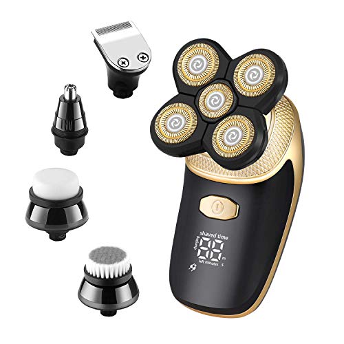 Electric Razor for Men - 5 in 1 Bald Head Shaver - Cordless Shavers for Men Grooming Kit - LED Display Electric Shavers for Men ?Waterproof, USB Rechargeable