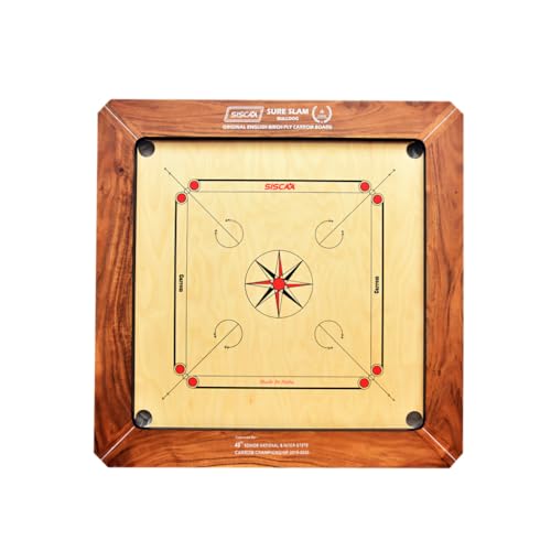 Image of KNK Carrom Board Sure SLAM Indoor Board Game Approved by Carrom Federation of India & Maharashtra Carrom Association (Bulldog, 24mm)