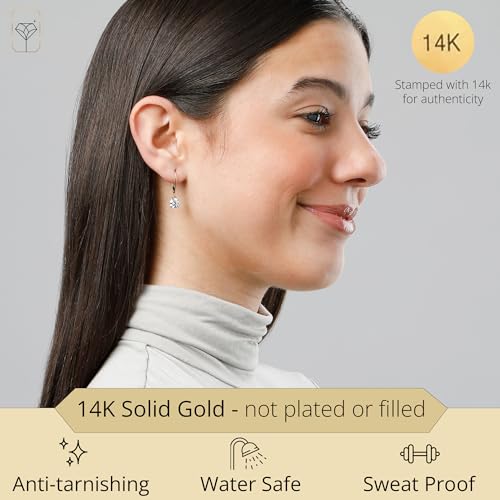 14k Gold Leverback Cubic Zirconia Dangle Earrings for Women | Real White or Yellow Gold Dangle Earrings | 1-8 CT.TW 14k Gold Earrings for Women | CZ Cubic Zirconia Drop Earrings by MAX + STONE