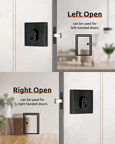 Double Cylinder Deadbolt Combo Keyed Alike, Modern Square Lock For Front Door Modern Contemporary High Security Heavy Duty (Square Double Keyed Deadbolt Lockset, Black, 1 Pack) Smf-D102 #TOP2
