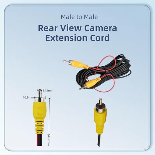 Image of Backup Camera RCA Video Cable (33FT /10 Meters) Male to Male Connection Reverse Rear View Parking Camera Video Cable