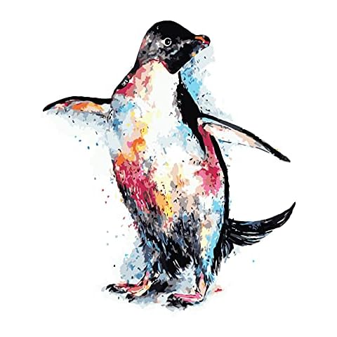 Painting By Numbers Dancing Penguin Diy Unique Gift Handpainted Oil Painting For Home Wall Decor Artworks Frameless Cover