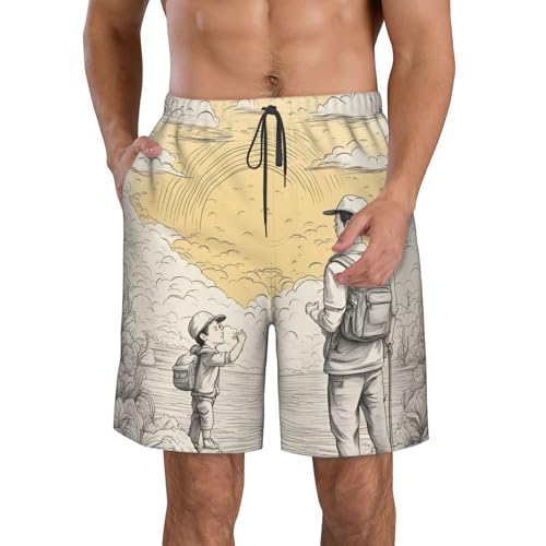 Pantaloncini da bagno estivi da uomo ad asciugatura rapida con stampa happy fathers day by son