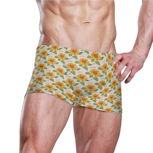 Sunflower Flowers Mens Swim Trunk Swimwear Bathing Suit Swim Brief Square Leg Board Short S B04052313