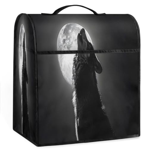 Coffee Maker Cover Moon Wolf Printing Kitchen Appliance Covers Small Appliance Covers Blender Cover Juicer Cover Dust Covers for Kitchen Appliances with Top Handle and Pockets,Washable,C183