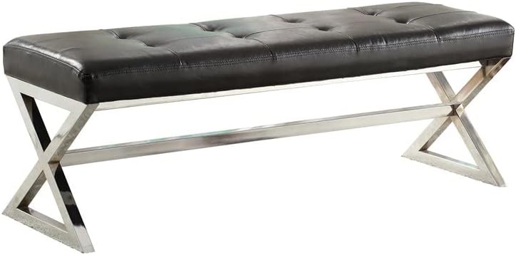 Homelegance Metal Base Bench, Black